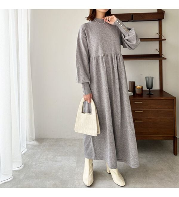 GeeRA（ジーラ）の「フィット＆フレアーニットワンピース（ニットワンピース）」｜詳細画像