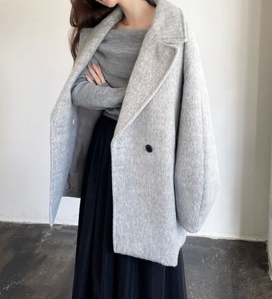 「【YOUING.】シャギーオーバーサイズミドルコート（ハーフコート）」