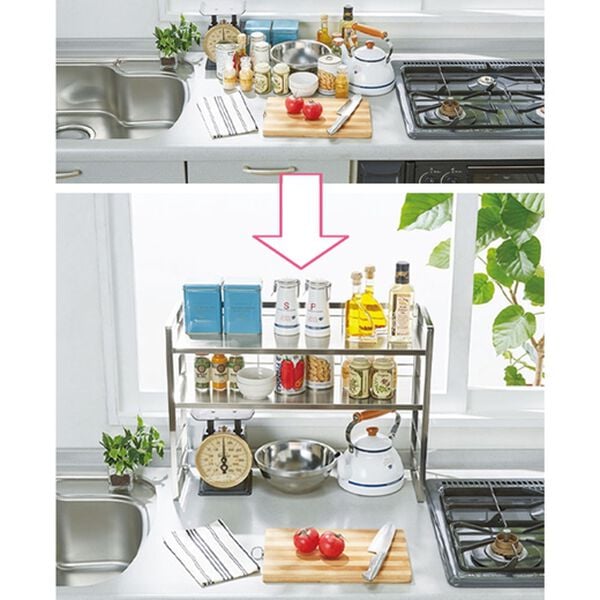 「【４／３０まで早割】出窓で使える２段シェルフ（キッチン整理用品）」｜詳細画像