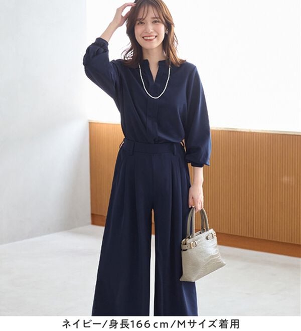 Viola e Viola（ヴィオラ エ ヴィオラ）の「【２点セット】楽ちん！スキッパーブラウスセットアップ（ブラウススーツ）」｜詳細画像