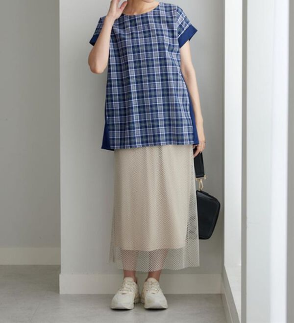 BELLUNA（ベルーナ）の「サッカーチェック切替デザインチュニック（チュニック）」｜詳細画像