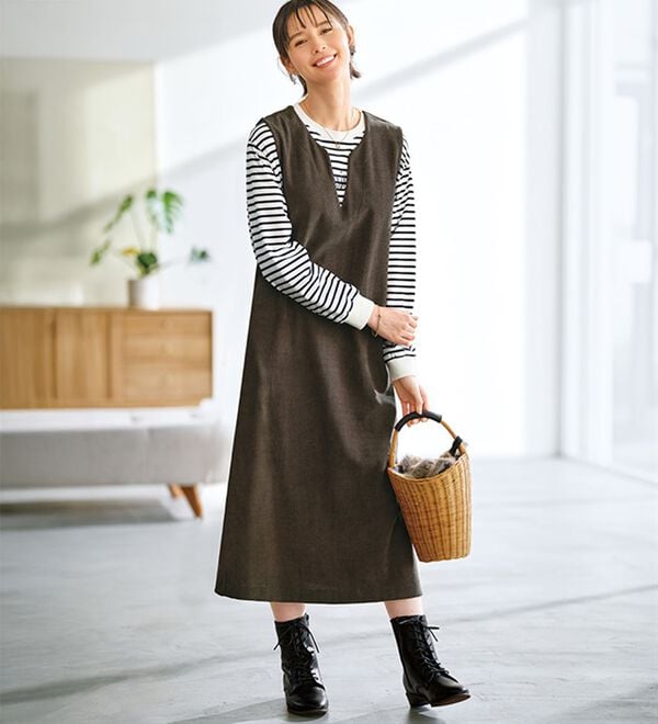 BELLUNA（ベルーナ）の「やわらかコーデュロイ素材ワンピアンサンブル（その他ワンピース）」｜詳細画像