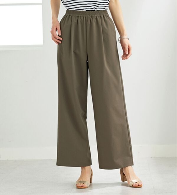 BELLUNA（ベルーナ）の「エアリーサッカー素材ワイドパンツ（ワイドパンツ・ガウチョ）」｜詳細画像