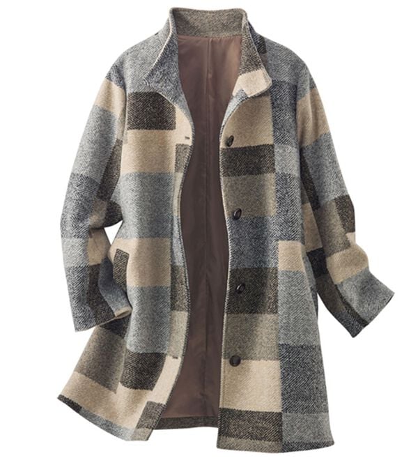 BELLUNA（ベルーナ）の「ウール混ブロック柄ジャカードデザインコート（ハーフコート）」｜詳細画像