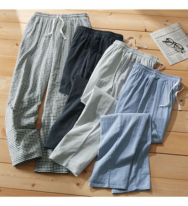 「のびやかガーゼパンツ（メンズルームウェア）」｜詳細画像