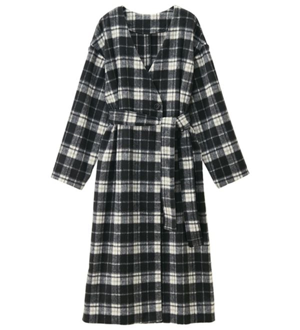 RANAN（ラナン）の「ビッグチェック柄シャギーコート（ロングコート）」｜詳細画像