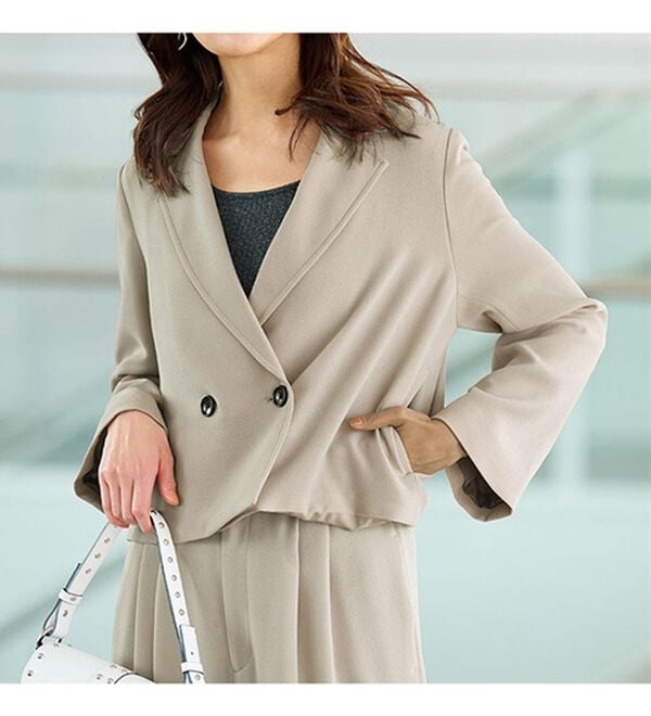 RANAN（ラナン）の「【２点セット】洗える！ショートジャケット&ハイウエストワイドパンツセットスーツ（その他スーツ）」｜詳細画像