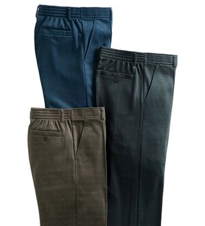 「【３本組】柔らか素材の裏起毛暖かイージースラックス（メンズイージーパンツ）」｜3本組