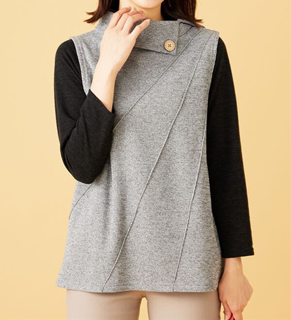 BELLUNA（ベルーナ）の「【2点セット】裏起毛素材衿デザインアンサンブル（アンサンブル）」｜詳細画像