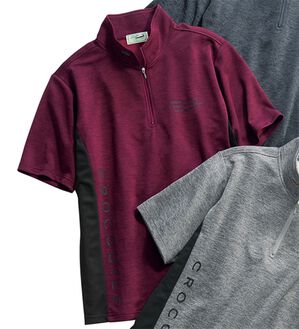 「＜クロコダイル＞杢調ドライメッシュポロシャツ（メンズポロシャツ）」｜杢ワイン