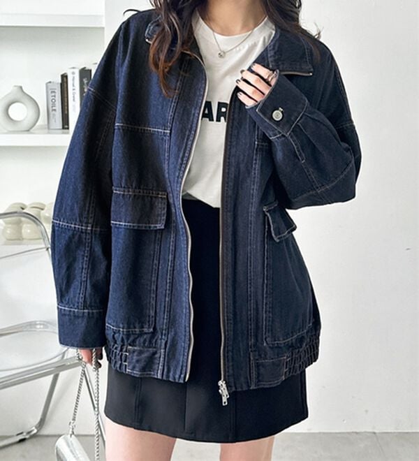 GeeRA（ジーラ）の「オーバーサイズダブルジップデニムブルゾン（ブルゾン）」｜詳細画像