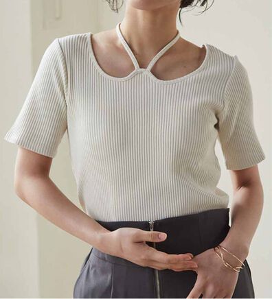 RANAN（ラナン）の「ホルターネックリブトップス（カットソー）」