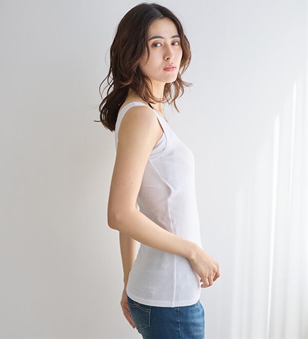 LAVIENNE（ラヴィエンヌ）の「【汗かきさん必見！】涼感サラッと快適汗取りカップ付タンクトップインナー＜さらりラボ＞（肌着・インナーウェア）」｜詳細画像