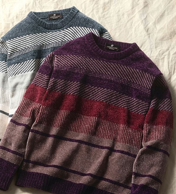 「１枚で主役級華やかモールセーター（メンズニット・セーター）」｜詳細画像