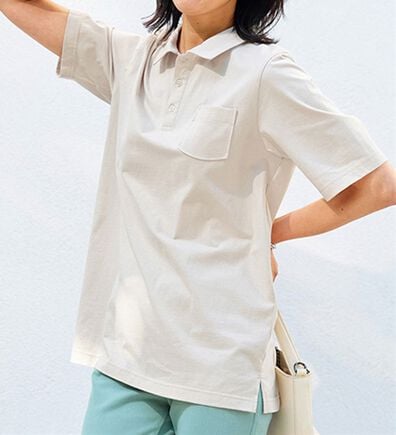 BELLUNA（ベルーナ）の「【ヒンヤリ機能付き＆綿１００％】サマ見えポロチュニック（チュニック）」