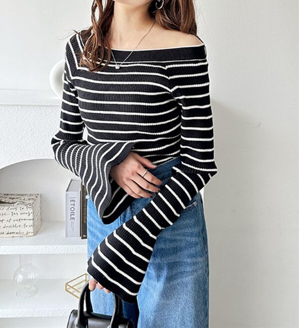 GeeRA（ジーラ）の「バレエネックフレアスリーブニット（ニット・セーター）」｜詳細画像