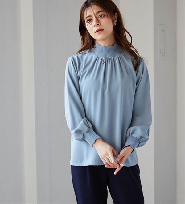 RANAN（ラナン）の「スカラップリブニット使いブラウス（ブラウス）」｜詳細画像