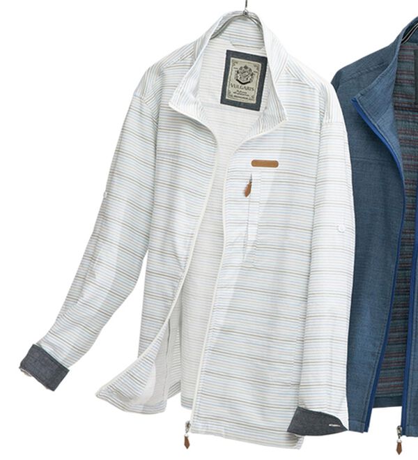 「お洒落なボーダージャケット（メンズジャケット）」｜サックスボーダー