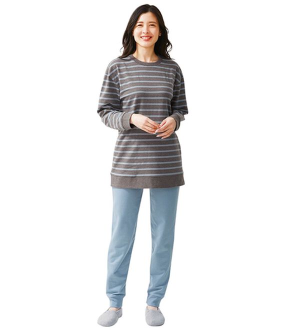 LAVIENNE（ラヴィエンヌ）の「綿混裏シャギーボーダーパジャマ（パジャマ・ルームウェア）」｜詳細画像