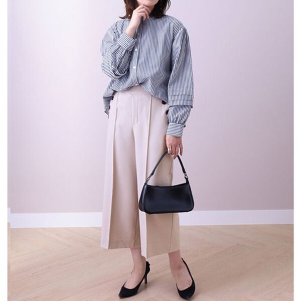 BELLUNA（ベルーナ）の「ウーリッシュ素材釦使いワイドパンツ（ワイドパンツ・ガウチョ）」｜詳細画像