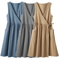 LAVIENNE（ラヴィエンヌ）の「【３着組】そのままお出かけ！エプロンワンピース（エプロン）」