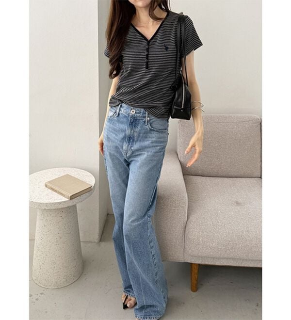 GeeRA（ジーラ）の「【U.S. POLO ASSN.】接触冷感Vネックヘンリーリブカットソー（カットソー）」｜詳細画像