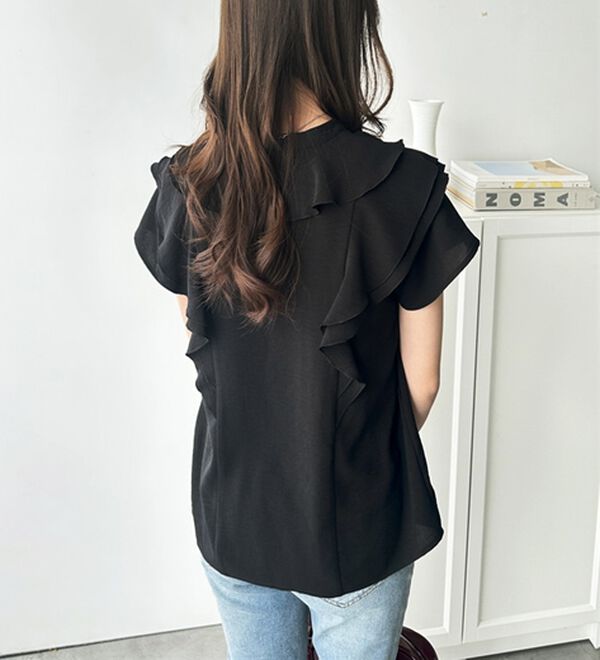 GeeRA（ジーラ）の「ラッフルフリルハーフスリーブブラウス（ブラウス）」｜詳細画像