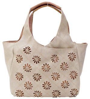 BELLUNA（ベルーナ）の「フラワーカットワーク手提げ（ハンドバッグ）」｜グレー