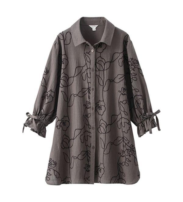 BELLUNA（ベルーナ）の「グラフィック風刺しゅう袖リボンチュニック（チュニック）」｜詳細画像