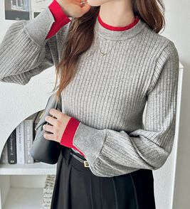 GeeRA（ジーラ）の「レイヤード風モチっと柔らかリブニット（ニット・セーター）」