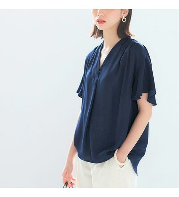 GeeRA（ジーラ）の「サラサラ涼しい！着やせも叶うフレアー袖ブラウス（ブラウス）」｜詳細画像