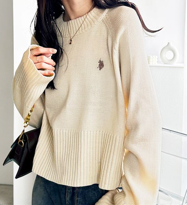 GeeRA（ジーラ）の「【ＵＳ．ＰＯＬＯ　ＡＳＳＮ】ショート丈ニット（ニット・セーター）」｜詳細画像