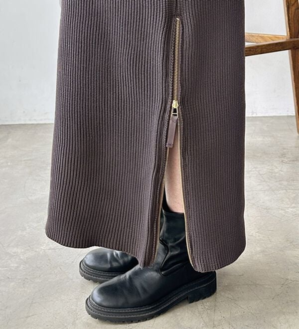 GeeRA（ジーラ）の「裾ファスナースリットニットワンピース（ニットワンピース）」｜詳細画像