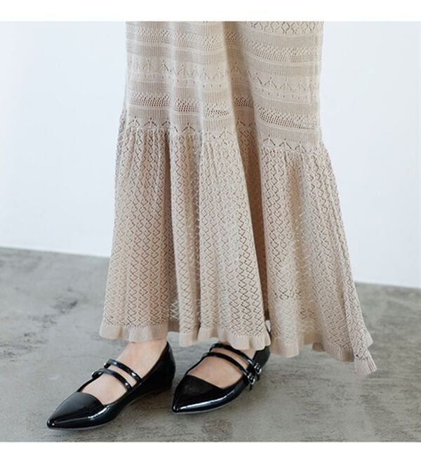 GeeRA（ジーラ）の「クロシェ編風ニットスカート（ロングスカート）」｜詳細画像