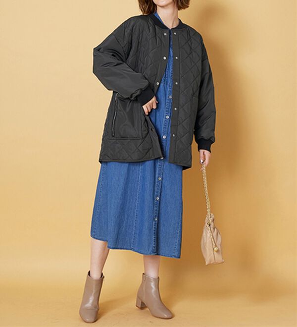 BELLUNA（ベルーナ）の「軽い着心地！ビッグポケット付キルトコート（ハーフコート）」｜詳細画像