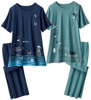 ルフラン（ルフラン）の「【２着組】涼やか猫パジャマ（パジャマ・ルームウェア）」｜2着組