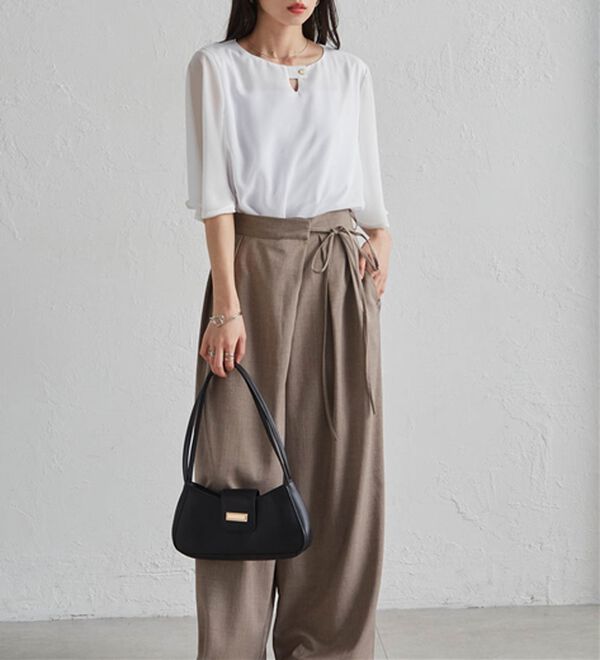 RANAN（ラナン）の「【ひんやり】フレアー袖シフォンブラウス（ブラウス）」｜詳細画像