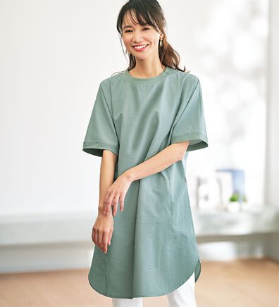 BELLUNA（ベルーナ）の「サラリ速乾！サッカー素材ゆったりチュニック（チュニック）」