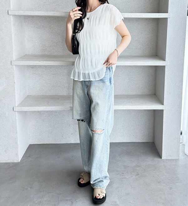 GeeRA（ジーラ）の「前後２ＷＡＹシアーシャーリングブラウス（ブラウス）」｜詳細画像