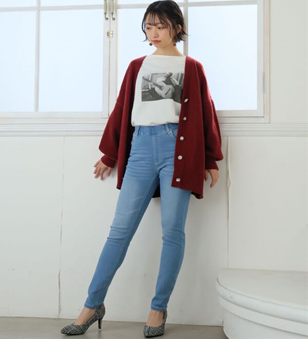 A HAPPY MARILYN（アハッピーマリリン）の「【Ｍ～８Ｌ】【選べる丈】魔法の美ライン ストレッチ スキニー デニムパンツ（スリム・スキニーパンツ）」｜詳細画像