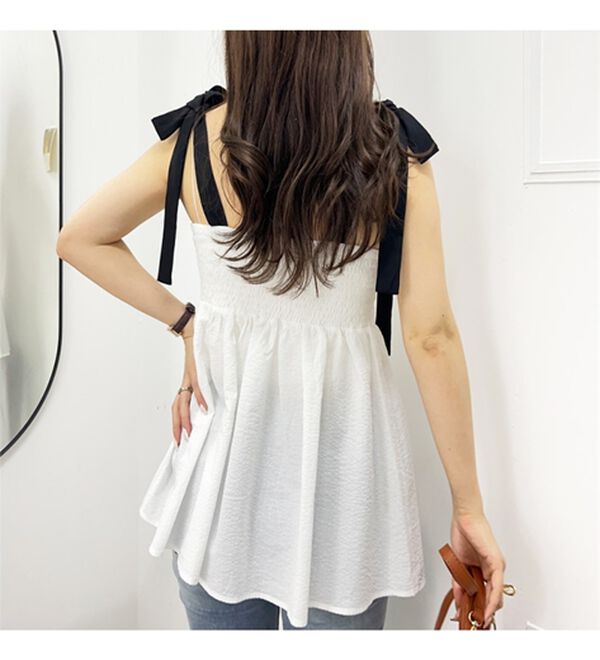 GeeRA（ジーラ）の「バイカラーぽこぽこリボンビスチェ（ブラウス）」｜詳細画像