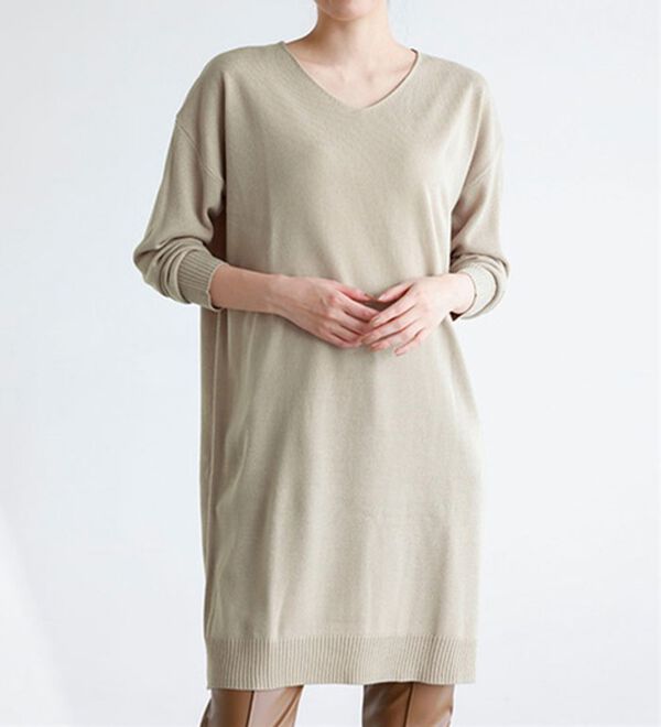 RANAN（ラナン）の「カシミヤタッチニットチュニックワンピース（チュニック）」｜詳細画像