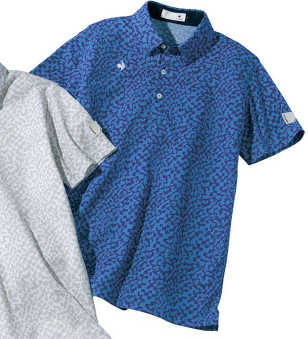 「＜ルコックスポルティフ＞ミナモ柄半袖シャツ（メンズポロシャツ）」｜ブルー