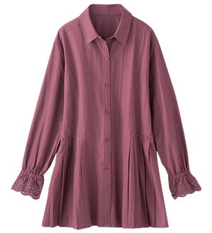 BELLUNA（ベルーナ）の「袖レース切替サイドプリーツチュニック（チュニック）」｜ローズ