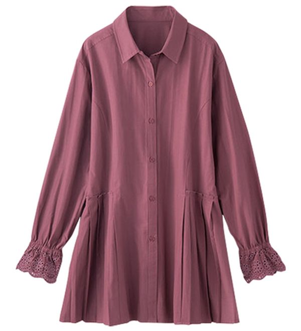 BELLUNA（ベルーナ）の「袖レース切替サイドプリーツチュニック（チュニック）」｜ローズ