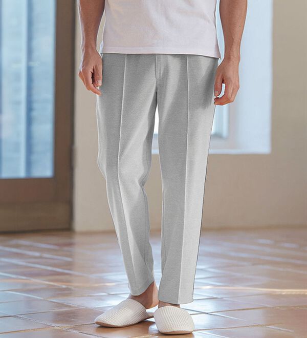 「【３本組】＜カルビア＞麻入り杢調鹿の子リラックスパンツ（メンズルームウェア）」｜詳細画像