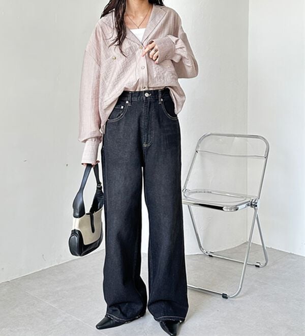 GeeRA（ジーラ）の「ハイウエストストレートデニム（ワイドパンツ・ガウチョ）」｜詳細画像