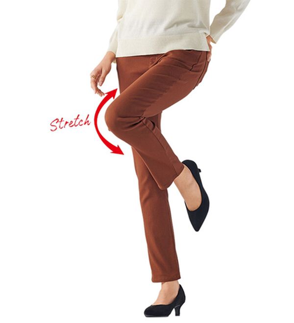 BELLUNA（ベルーナ）の「サイズ満載！伸びる裏起毛パンツ（フルレングスパンツ）」｜詳細画像