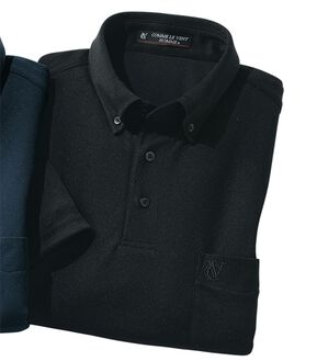 「＜コムルヴァン・オム＞大人のすっきり冷感ポロシャツ（メンズポロシャツ）」｜ブラック(ポロシャツ)