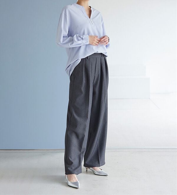 RANAN（ラナン）の「3つの機能付！パール調ボタン付スキッパーブラウス（ブラウス）」｜詳細画像